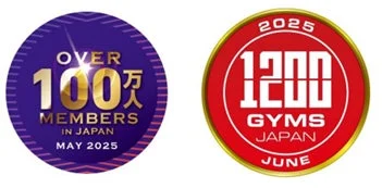 2025年の日本における事業目標を示す画像です。会員数100万人突破と国内ジム数1200店舗達成をそれぞれ表しています。