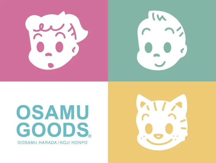 オサムグッズのキャラクターが描かれたカラフルなイラスト