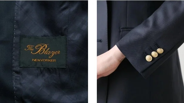 ブレザーのブランドタグと袖口