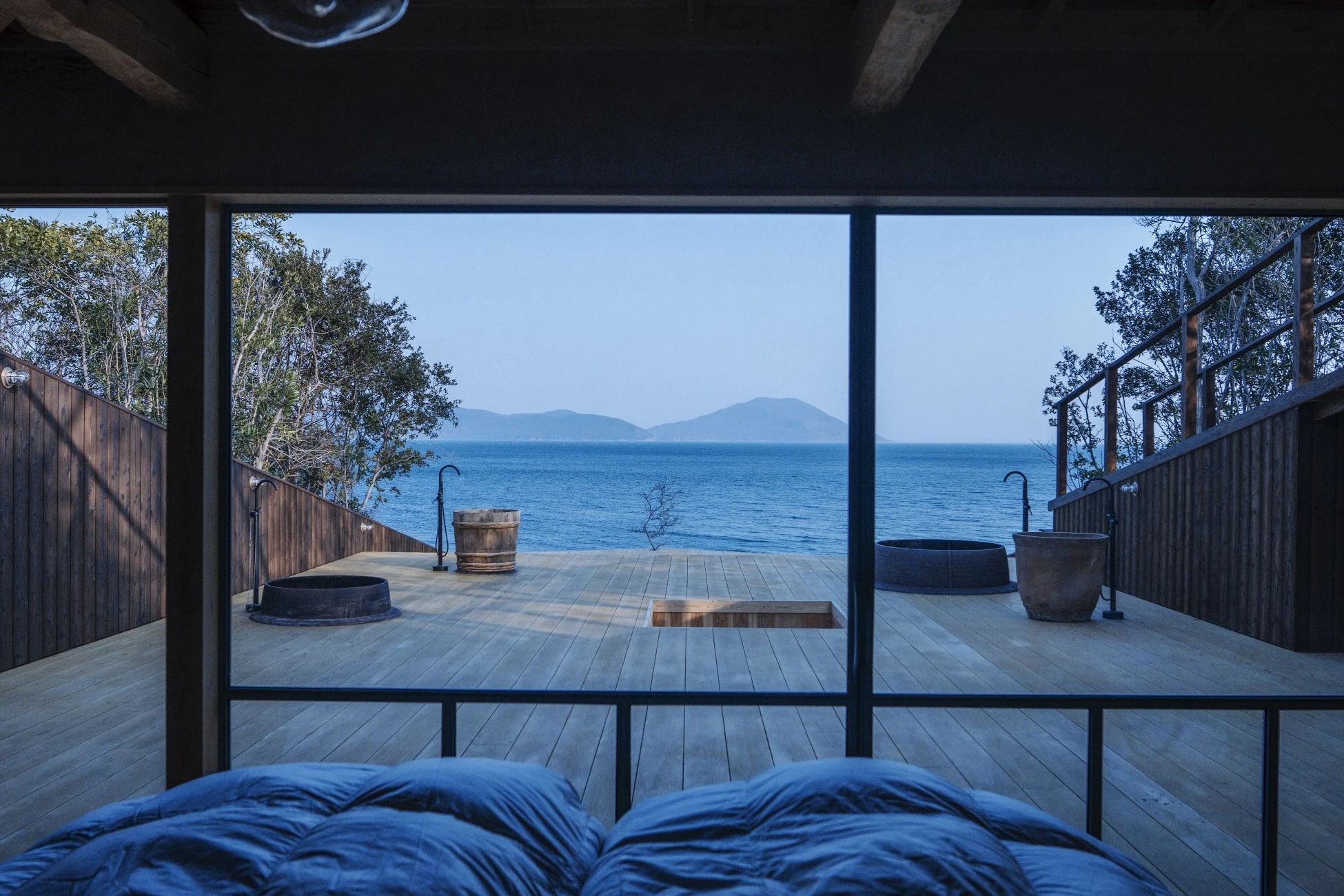 千年オリーブテラスの客室テラスの露天風呂